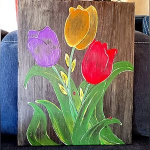 Three Stem Tulip- 12x12 Acrylic Canvas Paniting